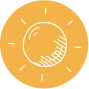 This cheerful illustration features a bright yellow sun with a smiling face at its core, radiating warmth like an Alpin Chalet welcoming large groups in Ladis. The simple lines of the smile invite joy against a solid yellow background.